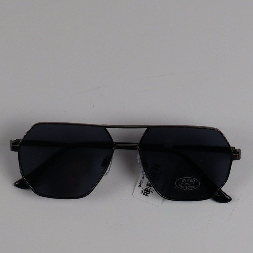 Buckle Sunglasses Geometric Aviator Gunmetal Grey Black OS NWT
